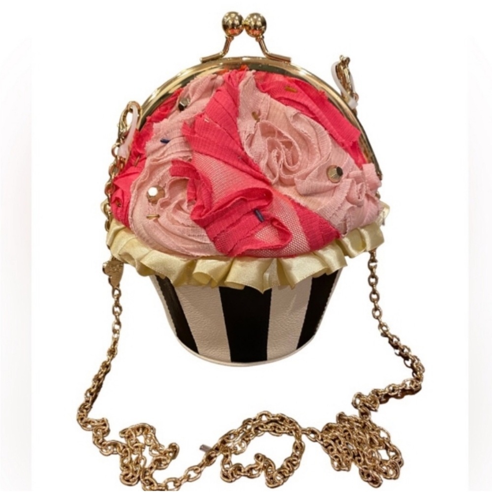 Betsey Johnson Pink & Cream Cupcake Crossbody Bag